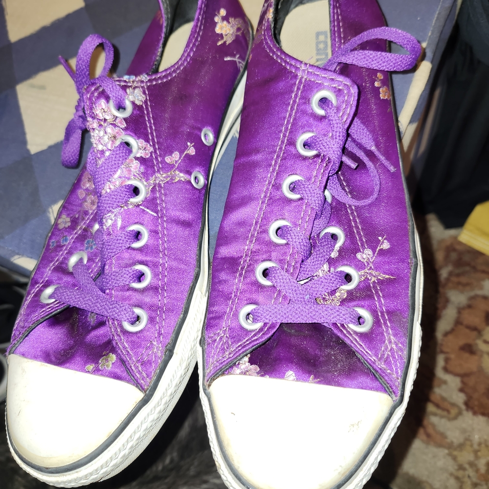 Converse Purple Floral Low-Top Sneakers for Women